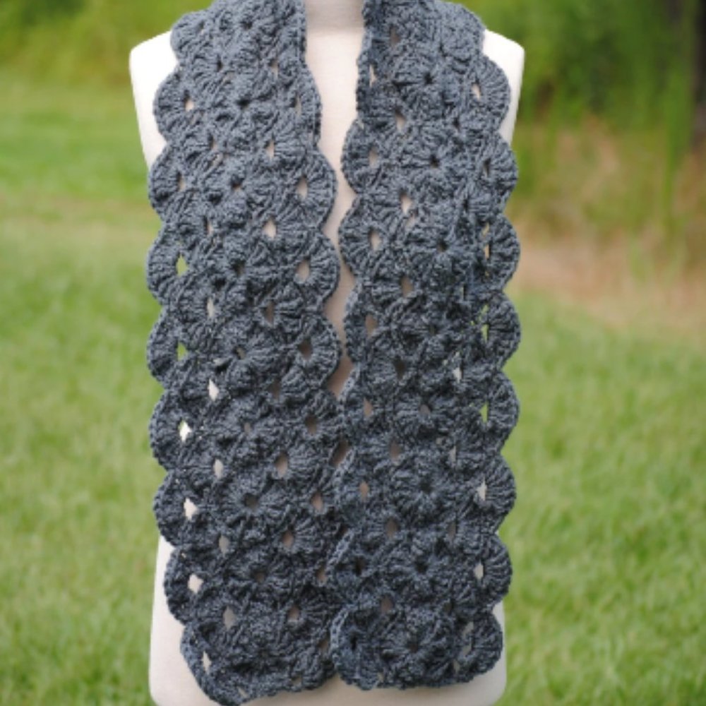 Crochet Charcoal Circle Scarf/New